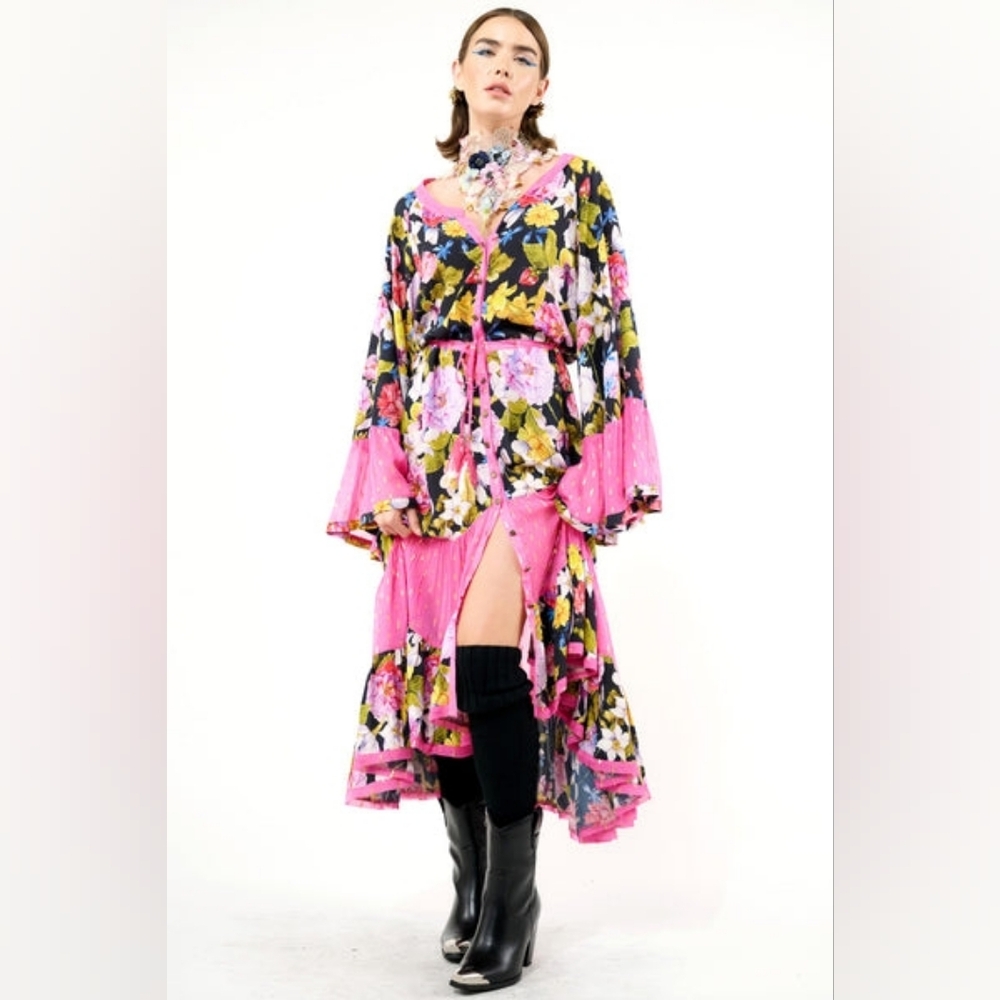 Aratta Flower Bomb Dress with Pink Accents